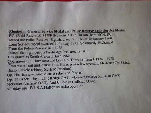 RHODESIAN PAIR MEDALS + DOG TAG + PHOTO + SHOULDER TITLE + RESERVIST BADGE + SERVICE HISTORY  (3879)