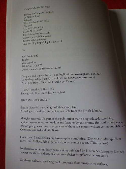 RHODESIAN SELOUS SCOUTS - " THREE SIPS OF GIN" BY TIM BAX - SC-  422Pgs.   (1007)