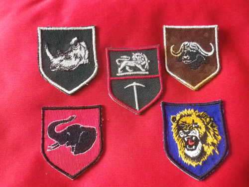 RHODESIAN ARMY - SET - 1/2/3/4 BRIGADE + RH ARMY PATCHES - ALL HAVE GLUED CARDBOARD BACKINGS  (7388)
