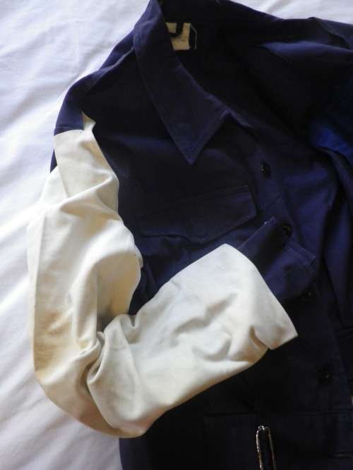 RHODESIA BSAP -  RIOT UNIFORM - DENIM BUNNY JACKET WITH TRAFFIC SLEEVES + TROUSERS + WEB BELT (7445)