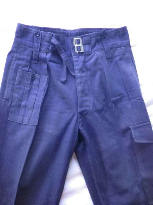 RHODESIA BSAP -  RIOT UNIFORM - DENIM BUNNY JACKET WITH TRAFFIC SLEEVES + TROUSERS + WEB BELT (7445)