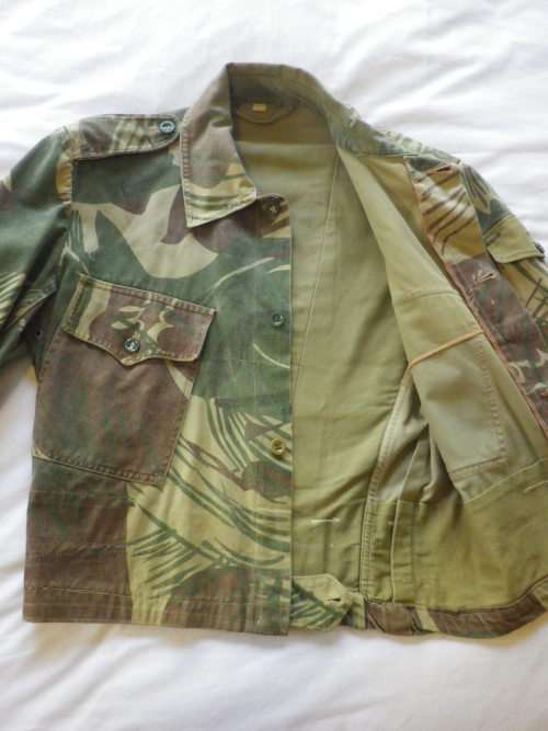 RHODESIAN CAMMO JACKET - ALTERED TO "BUNNY" LENGTH - SIZE 2 -BELONGED TO 1RR MOTORCYCLE TROOPER (79)
