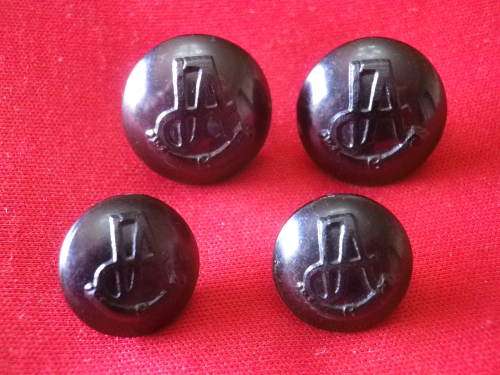 RHODESIA - INTERNAL AFFAIRS - 4 X BLACK ANODISED TUNIC BUTTONS -  ODS  15mm / 19mm  (7563)