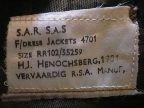 SA RAILWAYS POLICE - CAMMO COMBAT JACKET - SIZE RR102  -  MADE HENOCHSBERG 1981     (4698)