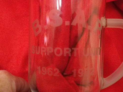 RHODESIA BSAP - SUPPORT UNIT 20 YEAR COMMEMORATIVE GLASS BEER MUG 1962-1982 (7669)