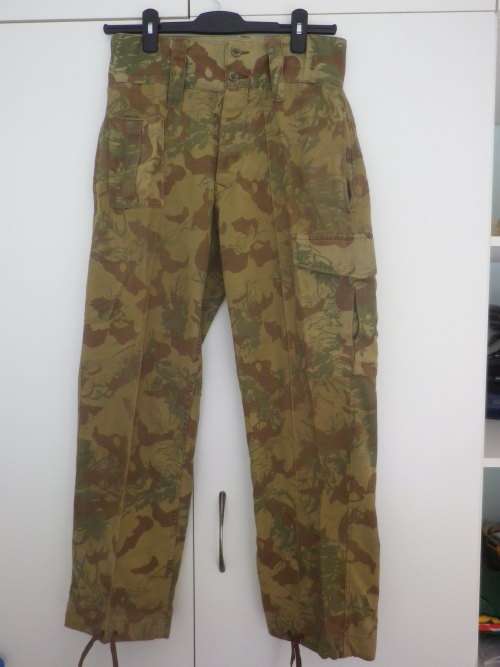 SA POLICE - CAMMO LS SHIRT + TROUSERS-  INSCRIBED, 2 SMALL HOLES+ PAINT ON COLLAR OF SHIRT (4847)