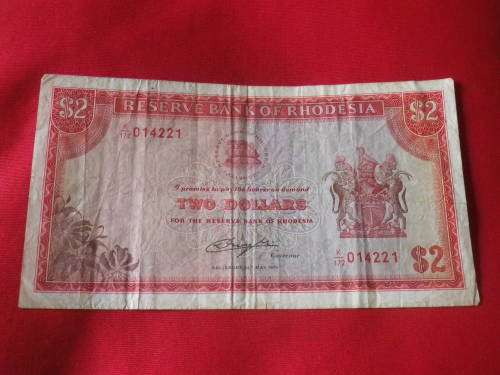 RHODESIAN $2 BANK NOTE - MAY 1979 - CONDITION AS SEEN   (3043)