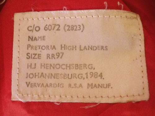 SADF - PRETORIA HIGHLANDERS DRUM MAJORS DRESS TUNIC - SOME HOLES    (4844)