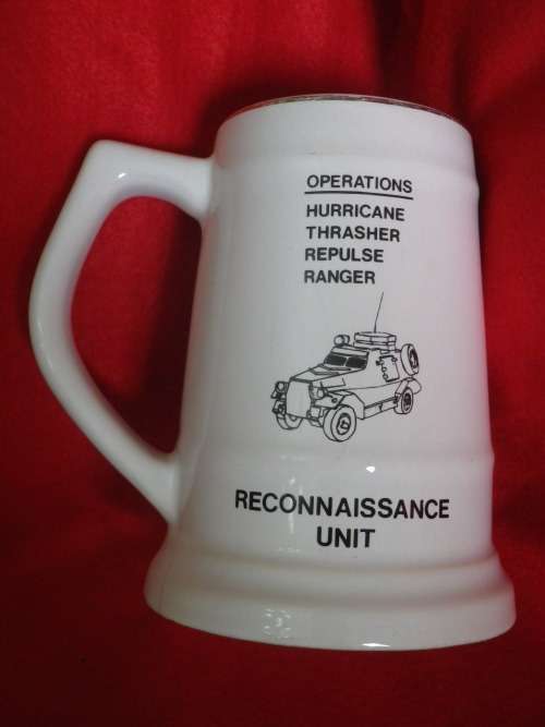 RHODESIA BSAP RESERVE - RECCE UNIT MUG - MADE WILLSGROVE - HAS CRACK / CHIP     (1053)