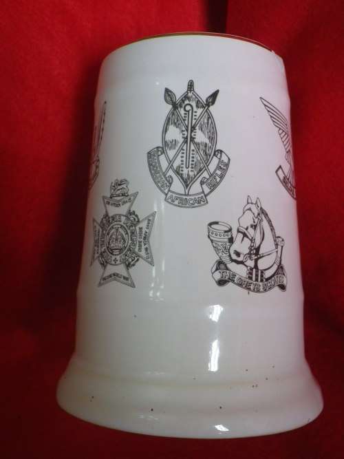 RHODESIAN ARMED FORCES (MAJOR UNITS) MUG - HAS REPAIR + CHIPS      (1057)