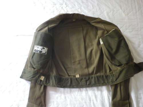 SADF - COMBAT KHAKI BUNNY JACKET + TROUSERS 1970`S  - INSCRIBED - NOTE HOLES IN TROUSERS     (4856)