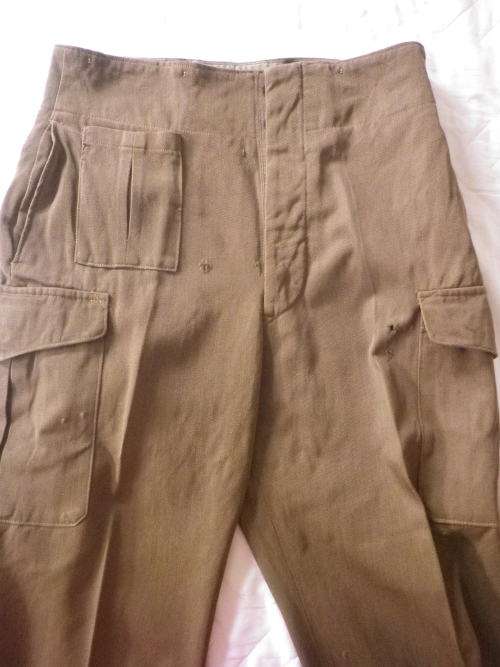 SADF - COMBAT KHAKI BUNNY JACKET + TROUSERS 1970`S  - INSCRIBED - NOTE HOLES IN TROUSERS     (4856)