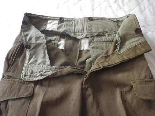 SADF - COMBAT KHAKI BUNNY JACKET + TROUSERS 1970`S  - INSCRIBED - NOTE HOLES IN TROUSERS     (4856)