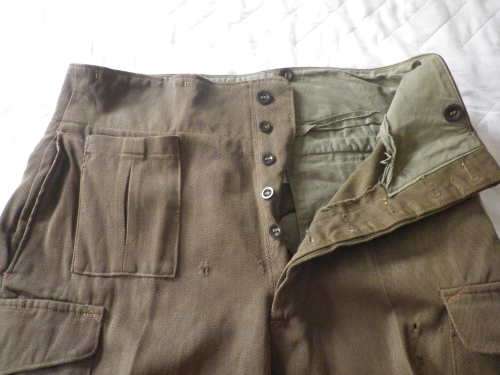 SADF - COMBAT KHAKI BUNNY JACKET + TROUSERS 1970`S  - INSCRIBED - NOTE HOLES IN TROUSERS     (4856)