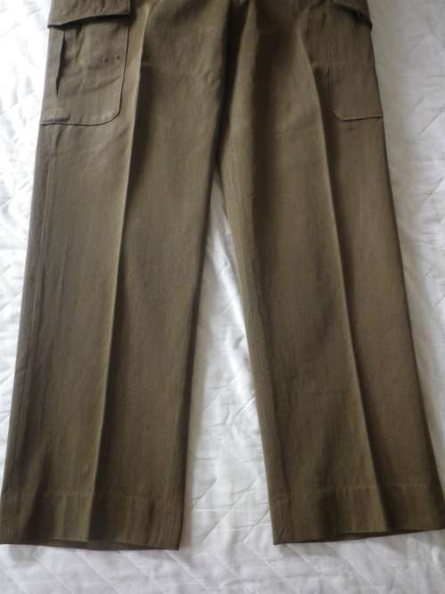 SADF - COMBAT KHAKI BUNNY JACKET + TROUSERS 1970`S  - INSCRIBED - NOTE HOLES IN TROUSERS     (4856)