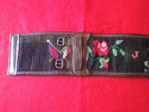 BOER WAR - BRITISH (OFFICER?) POW EMBROIDERED LEATHER BELT -FROM  RAY LEPPAN COLLECTION -RARE - 85cm