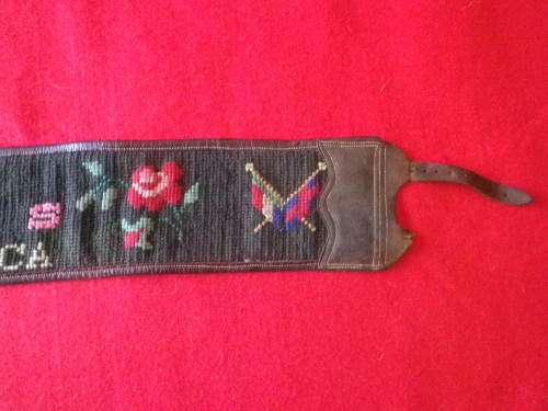 BOER WAR - BRITISH (OFFICER?) POW EMBROIDERED LEATHER BELT -FROM  RAY LEPPAN COLLECTION -RARE - 85cm