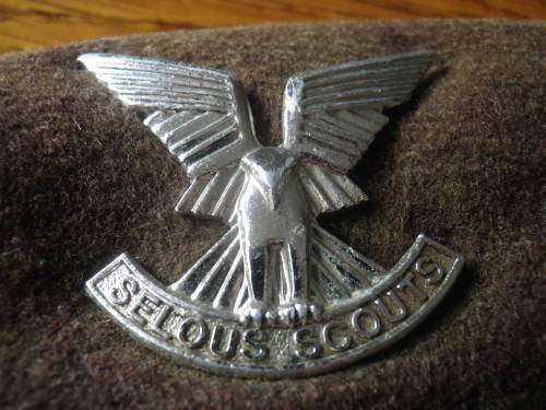 RHODESIA - SELOUS SCOUTS USED OR`S BERET - ANODISED BADGE- SIZE 56 -CRACKING ON RIM - SCARCE (7829)