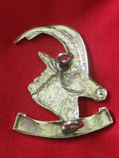 ZIMBABWE ARMOURED CORPS - CHROME BERET BADGE - SAME AS RhACR, ONLY LUGS DIFFER     (7884)