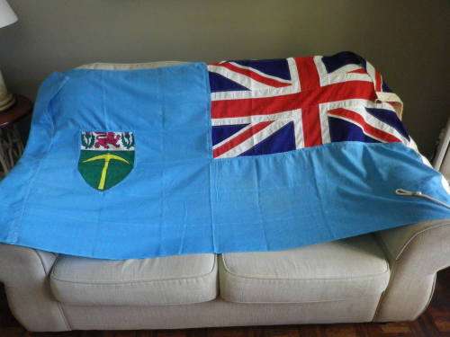 SOUTHERN RHODESIA FLAG - MADE WILLIAM SMITH - INSCRIBED - SIZE 6`X3`-186X90cm  GOOD CONDITION (7894)