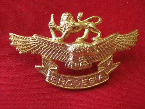 RHODESIAN AIR FORCE - AIRMANS GOLD ANODISED CAP BADGE                 (6052)