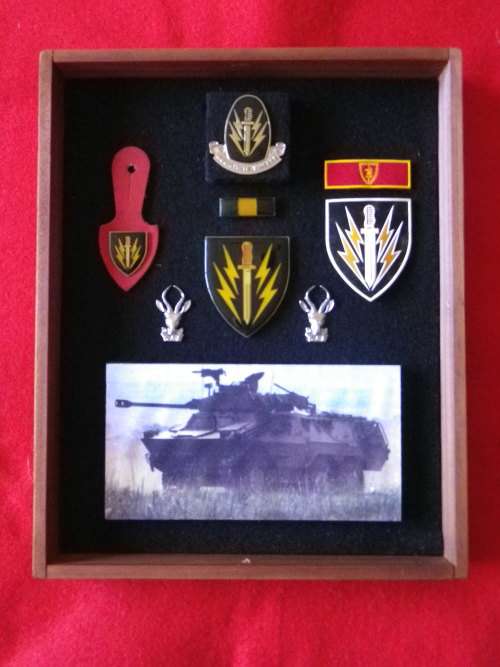 SADF - 61 MECHANISED FRAMED DISPLAY -SEE PICS,  FRAME SIZE 30cm X 24cm               (4898)