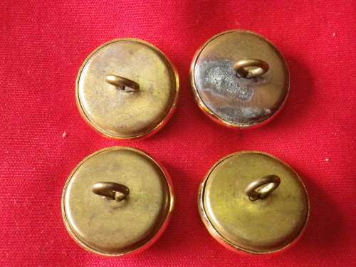 RHODESIAN SPORT REPRESENTATIVE -  4 X LARGE ANODISED TUNIC BUTTONS OD 23mm        (8011)