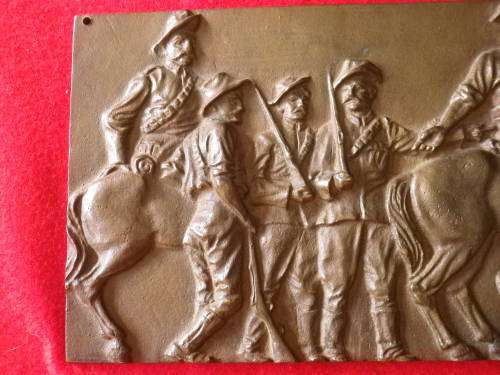 RHODESIA - SHANGANI PATROL MEMORIAL - BRONZE REPLICA PANEL - SIZE 30.8 X 13.6cm -Wt 2.4kgs  (8041)