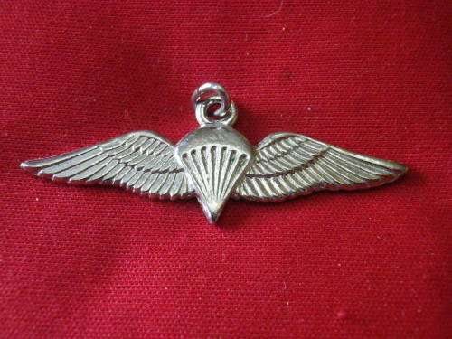 SA - COMMEMORATIVE PARA WINGS PENDANT - SILVER COLOUR - LENGTH 50mm  (589)