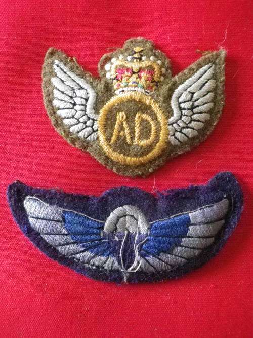 BRITISH ARMY - SAS PADDED WINGS + ARMY SERVICES AIR DESPATCHER WING - CIRCA 1960/70`s (599)