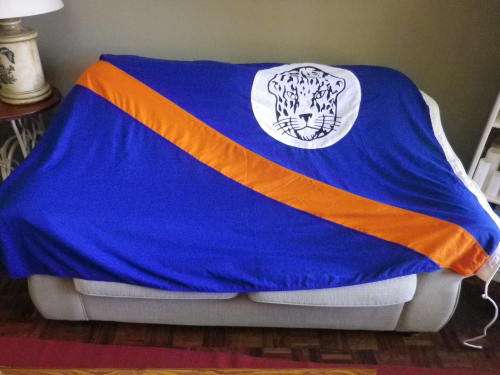 BOPHUTHATSWANA NATIONAL FLAG  -  180 x 120CM- 1986  - MINOR DAMAGE ON ORANGE STRIPE AS SEEN (6078b)