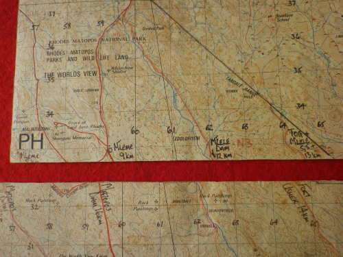 RHODESIA NATIONAL PARKS - 2 X MAP SECTIONS OF MATOPOS NP. - USED ON PATROLS    (8068)