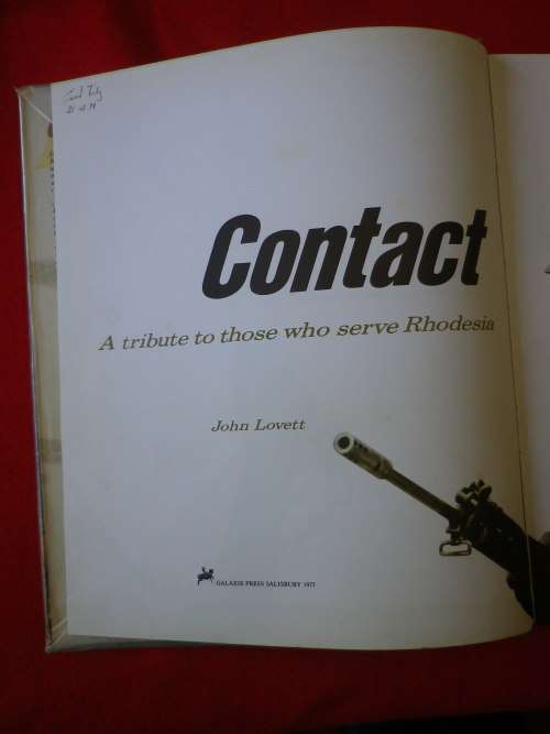 RHODESIA - `CONTACT` BY JOHN LOVETT - HC + DW + PLASTIC COVER - INSCRIBED         (8125)