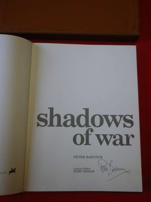 RHODESIA - `SHADOWS OF WAR` BY PETER BADCOCK - SIGNED - 1978 - IN SLIP CASE - RARE - SEE BELOW(8101)