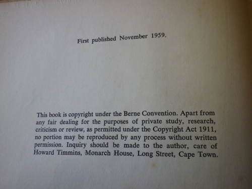 `TRAIL OF THE COPPER KING` BY TV BULPIN - SIGNED - 1ST EDITION 1959 - INSCRIBED - ABOUT BARAGWANATH