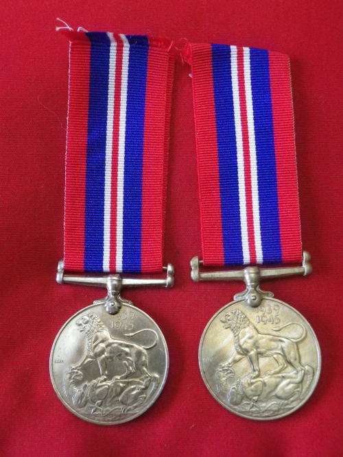 WW2 1939-45 WAR MEDALS TO 13859 A. HAMILTON + 11783 M.J.P HAMILTON - PRESUME RELATIVES (4028)