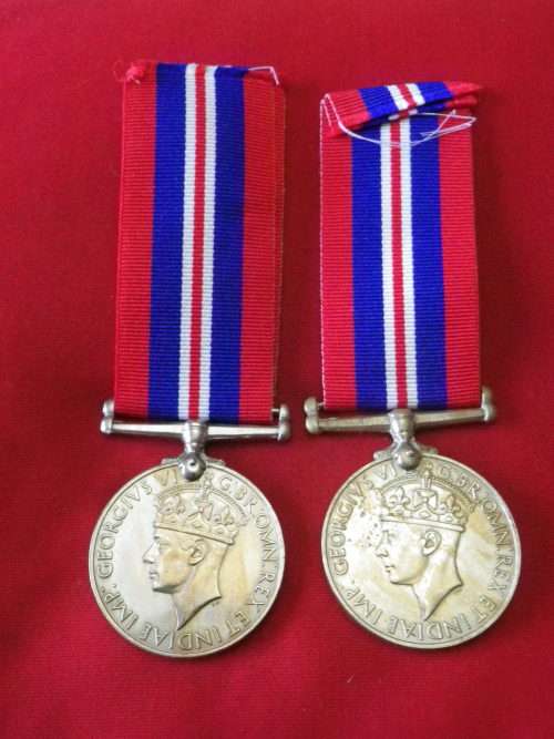 WW2 1939-45 WAR MEDALS TO 13859 A. HAMILTON + 11783 M.J.P HAMILTON - PRESUME RELATIVES (4028)