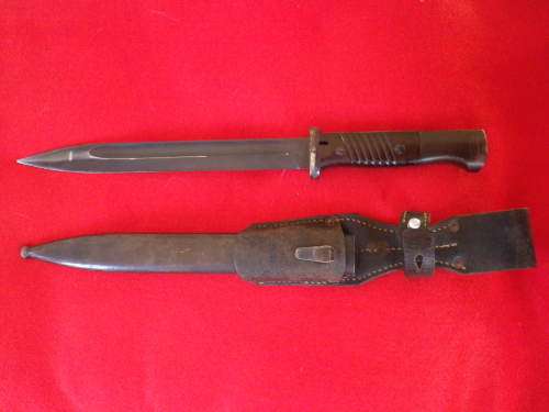 GERMAN WW2 MAUSER K98 RIFLE BAYONET + SCABBARD - MATCHING NUMBERS + FROG - READ MORE BELOW  (4078)