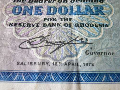 RHODESIAN $1 NOTE - CONDITION AS SEEN - 18 APRIL, 1978          (8183)