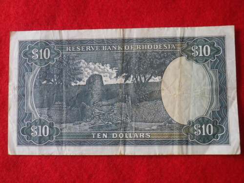 RHODESIAN $10 NOTE - CONDITION AS SEEN - 19 NOVEMBER 1975         (8185)