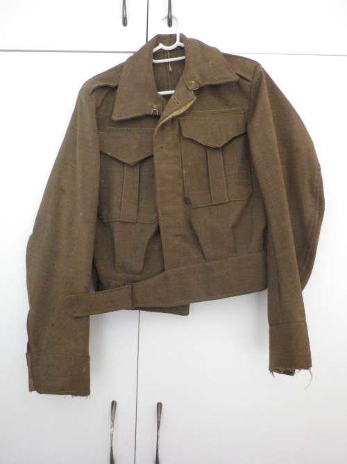 SA UNION FORCES - WW2 ? BATTLE DRESS JACKET SA UNION STAMPED - NOTE CONDITION, MOTHING,FREYING (4112