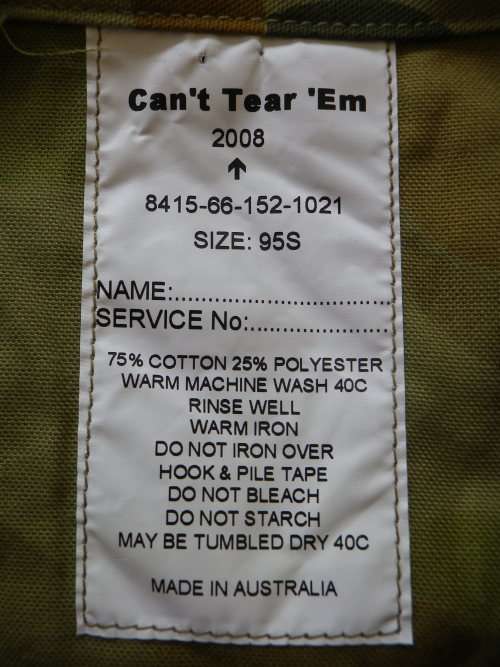 AUSTRALIAN ARMY `BUNNY EARS` PATTERN JUNGLE CAMMO SHIRT + TROUSERS     (4125)