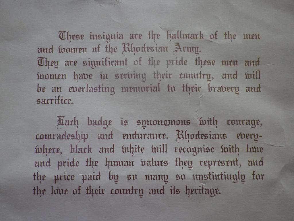 RHODESIAN ARMY UNITS POSTER - ORIGINAL BY WO2 A. Du T. CROUS NO 222/1000 SIZE 49X66cm  (4170)