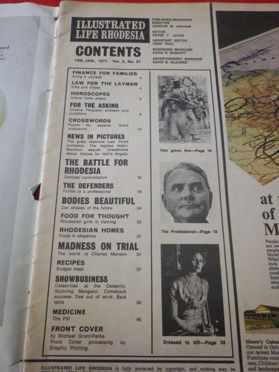 `ILLUSTRATED LIFE - RHODESIA` , WITH ARTICLE `THE DEFENDERS` - 27/1/1971        (1038)