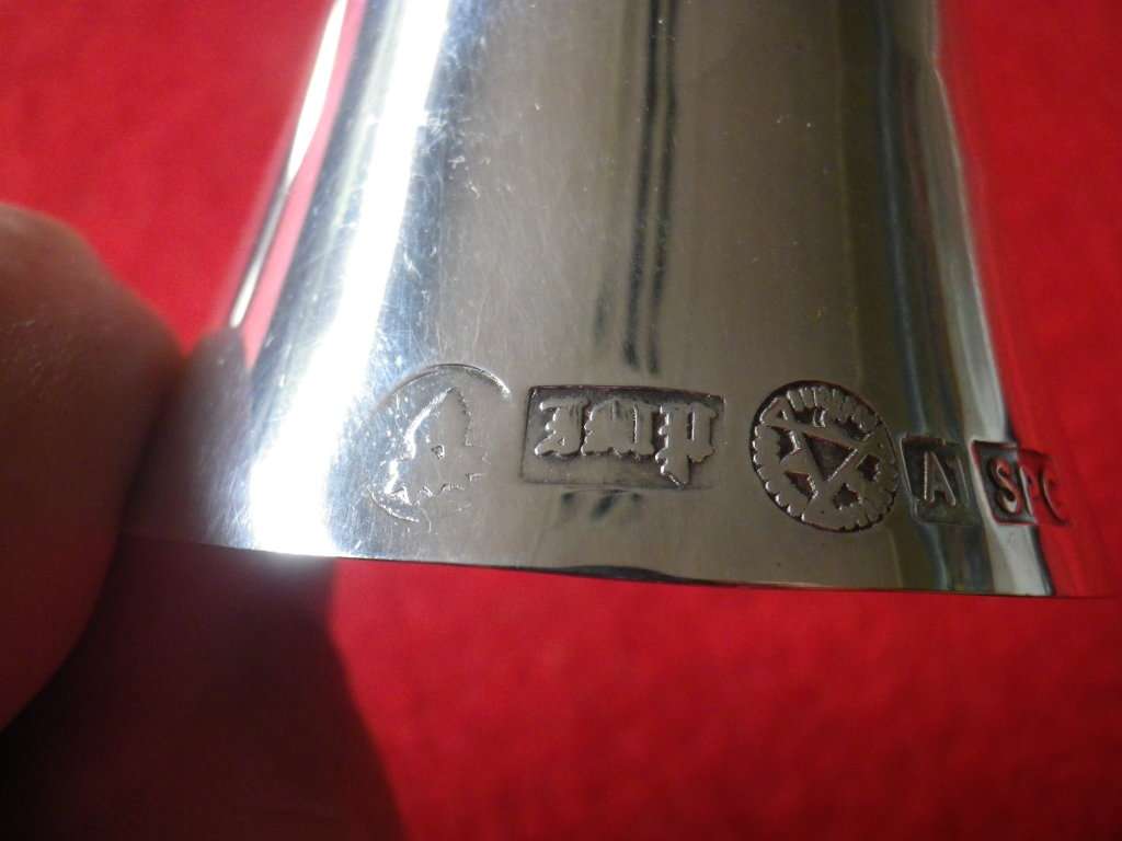 RHODESIA REGT BADGED SILVER PLATED BELL -CAS STAMPED- HEIGHT 107mm + COPPER PIN TRAY 70X55mm (8563)