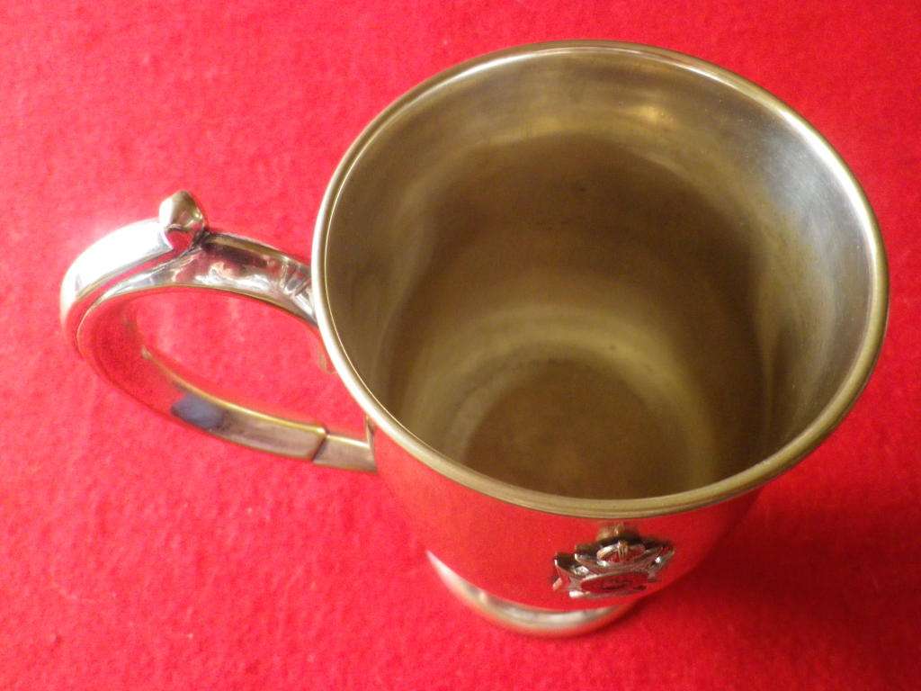 ROYAL RHODESIA REGT. SILVER PLATED MUG, PRESENTED TO CAPT. JH COLE 1963     (8592)