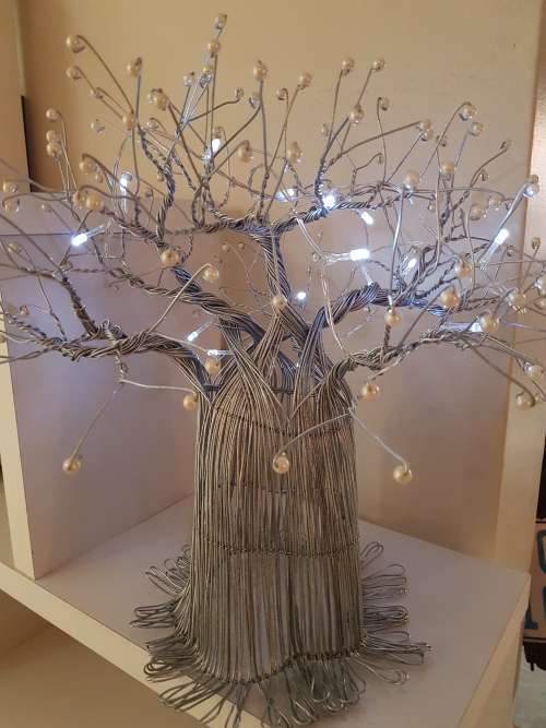 Absolutely Stunning & Unusual Handmade Table Light with Fairy Lights / Battery Operated