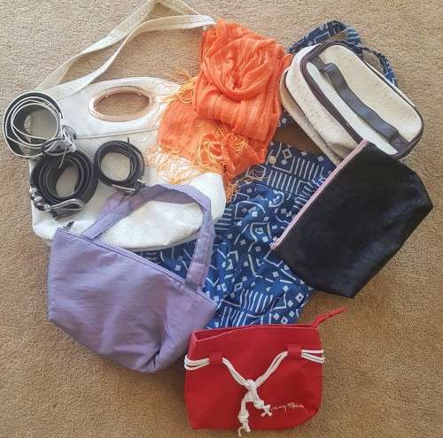 Bulk Lot of 10 x Items: Handbags, Belts, Cosmetic Bags & Scarf / Bargain Bid!