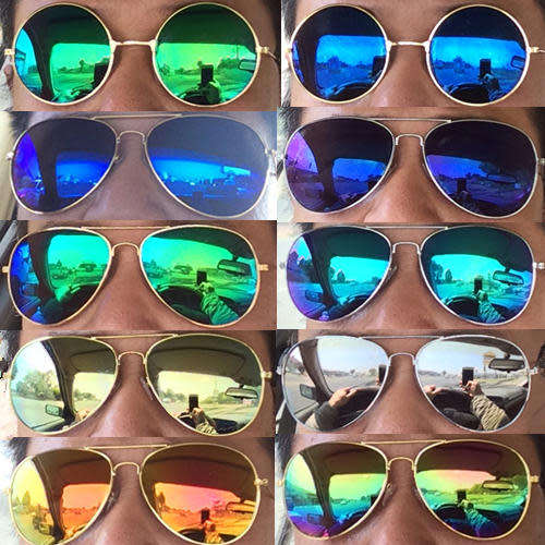 Aviator & Round Shaped Mirror Sunglasses in Various Colours