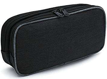 Pencil Case for Stationery with Double Zipped Pockets (Black)